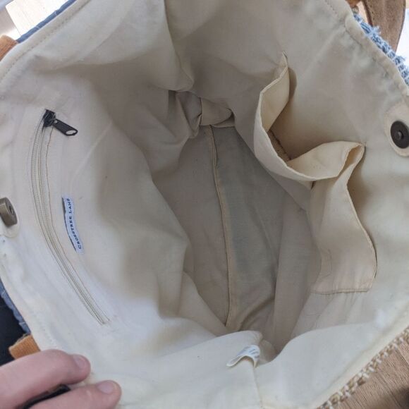 CROSSTREE LANE Handwoven Blue and Beige Women Bag - Picture 6 of 8